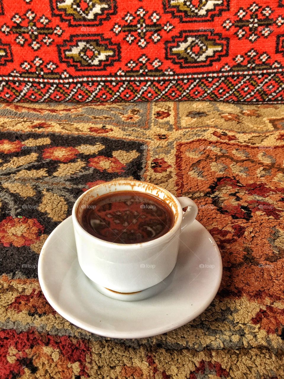 Turkish coffee with rugs