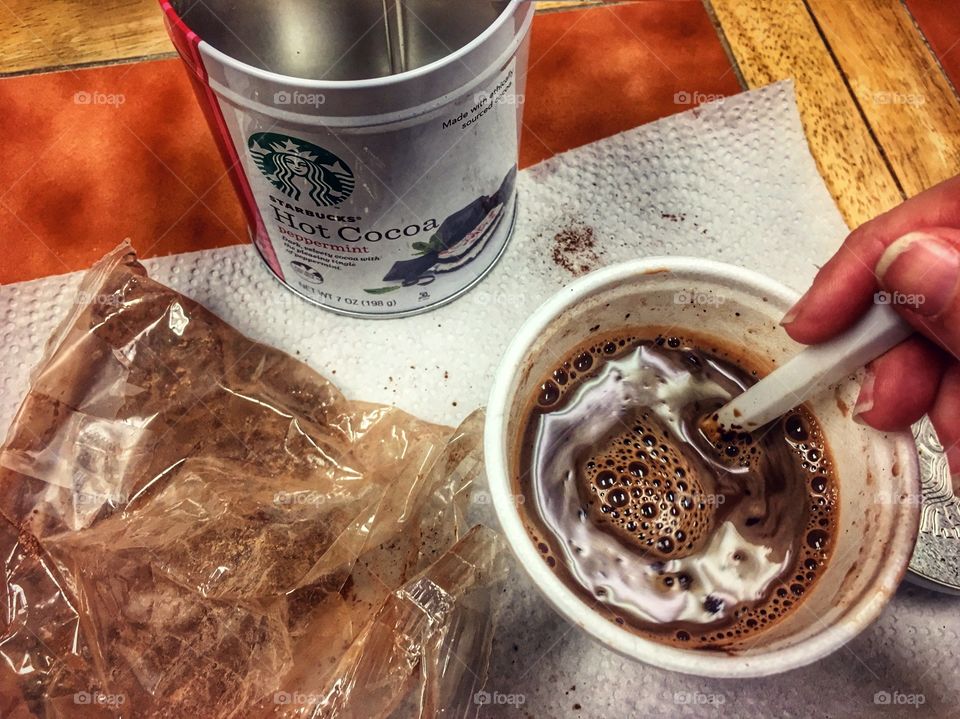 Making nice hot chocolate on a cold winter night