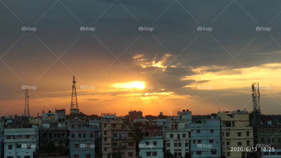 sunset with bright colours