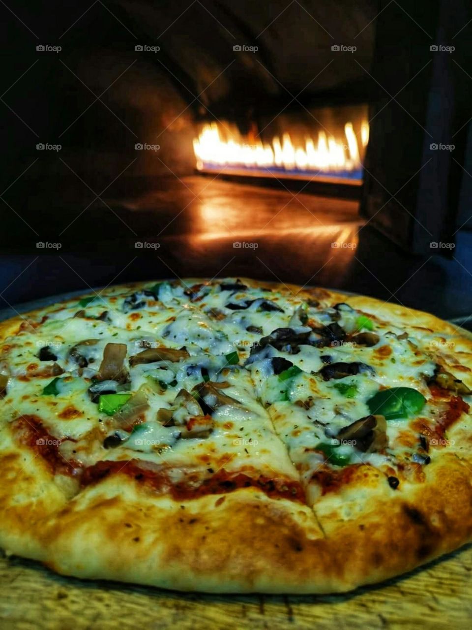 Delicious hot pizza from the fire house oven