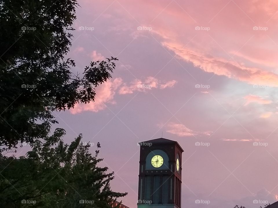 Sunset clock tower