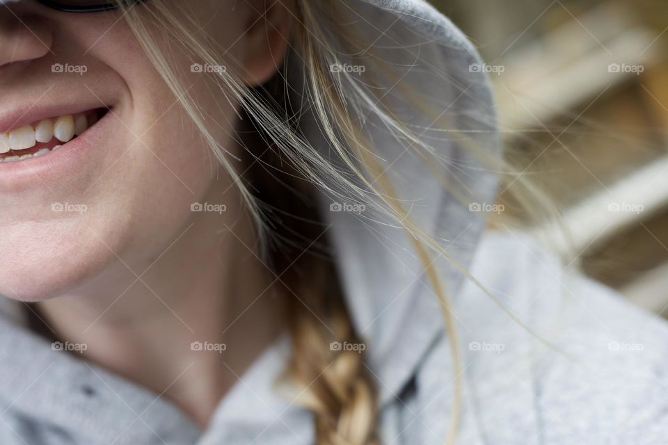 Middle age woman’s up close smile