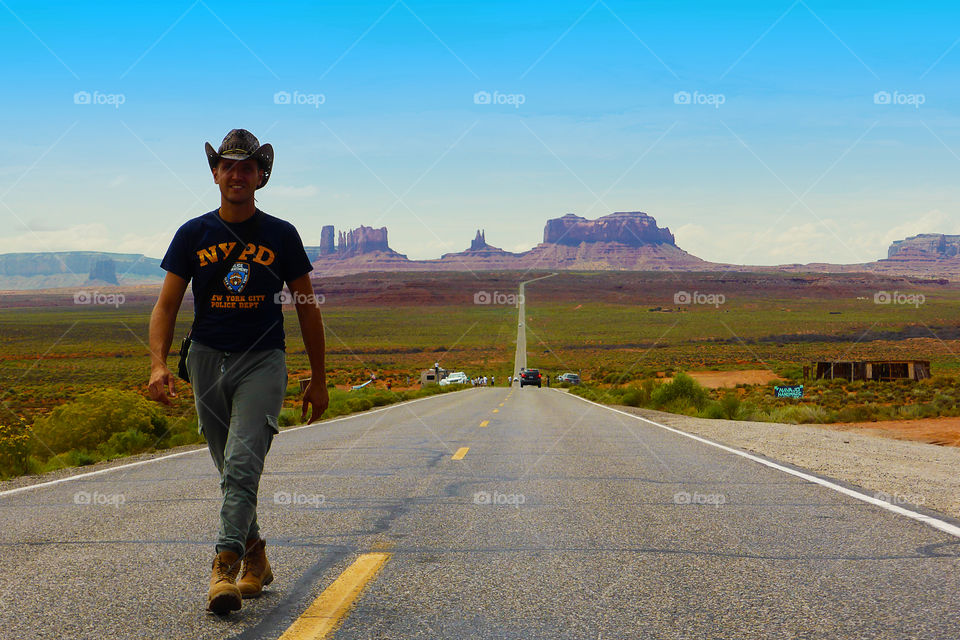 Man walking on street