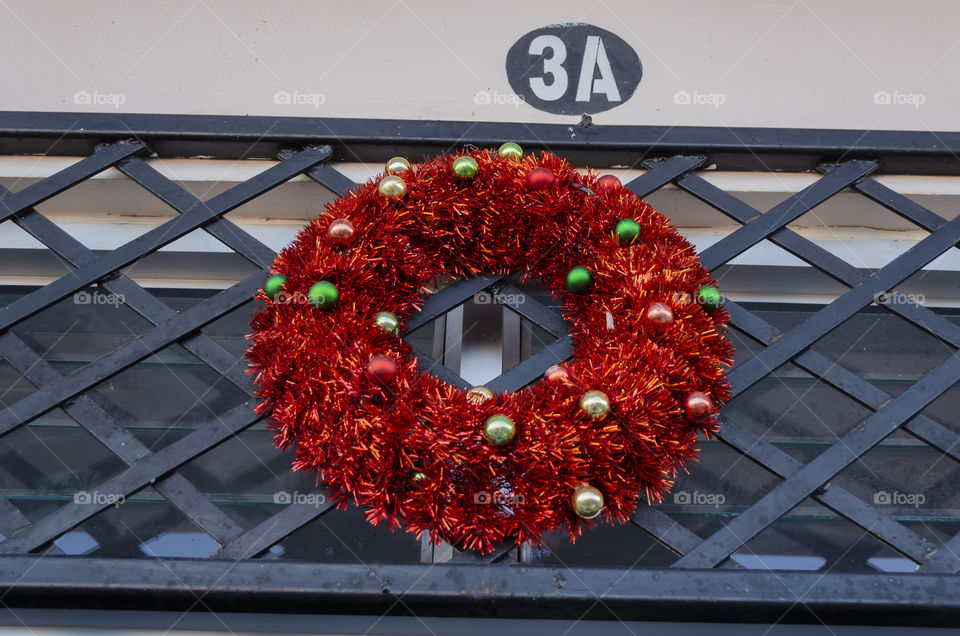 Wreath Hanging On A Grill