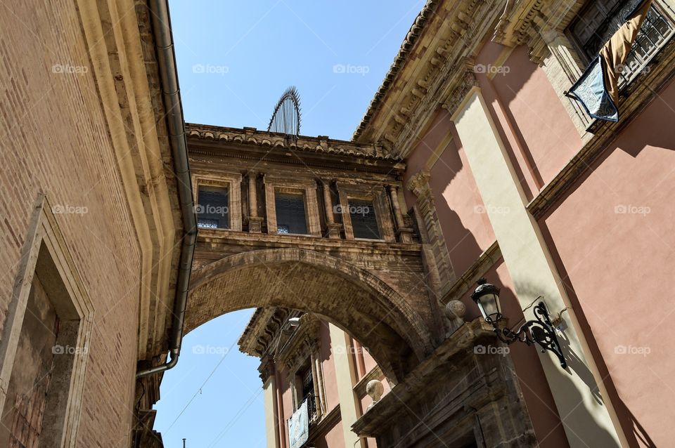 Covered raised walkway in Valencia, Spain