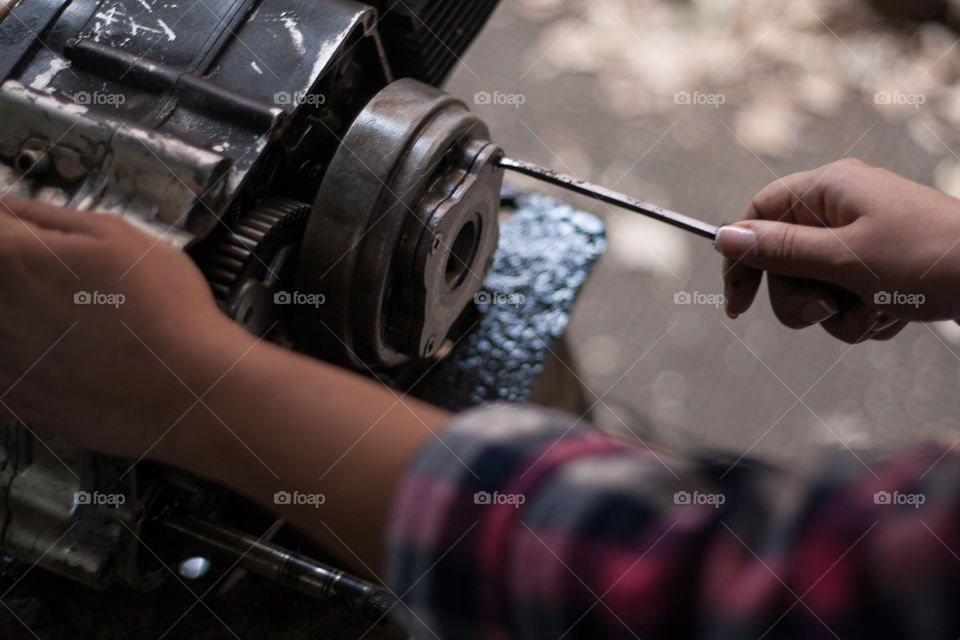 Working in the garage