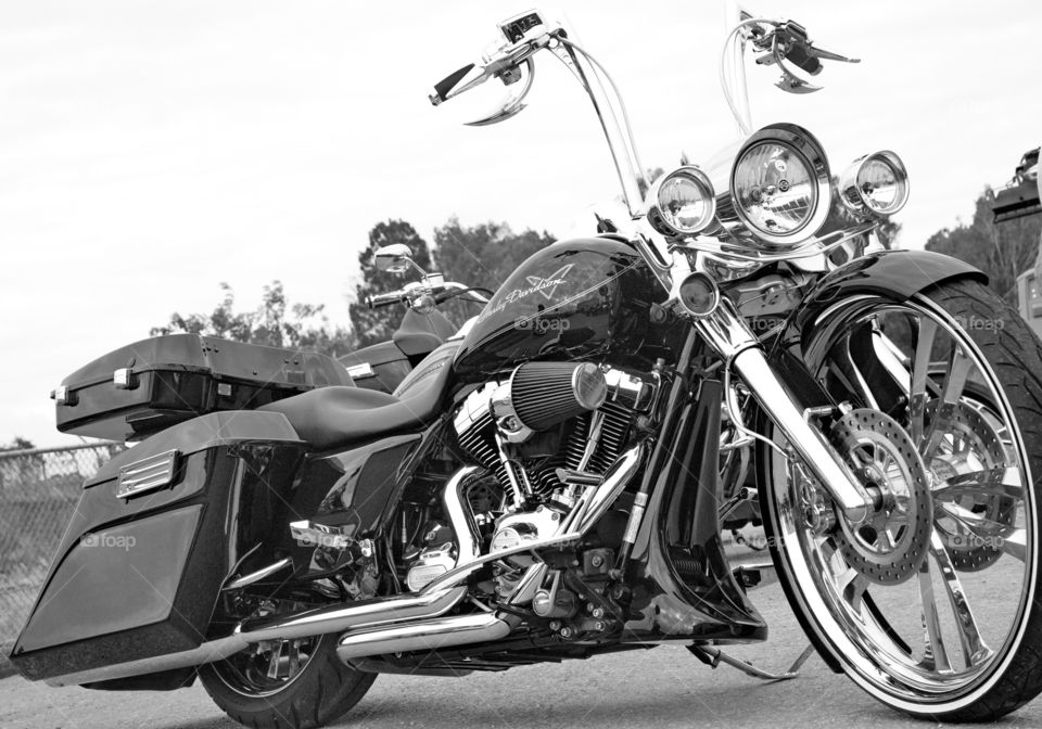 Harley Davidson in black and white
