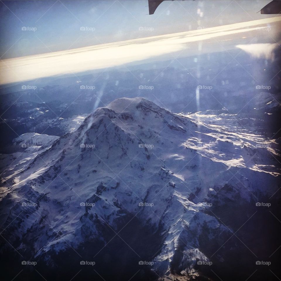 Mount Rainier . Flying past Mt. Rainier. 