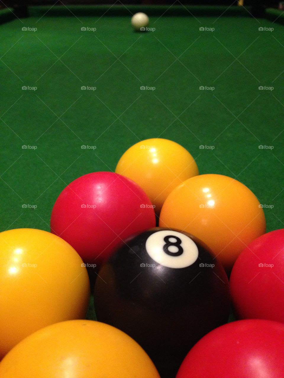 Close-up pool table balls