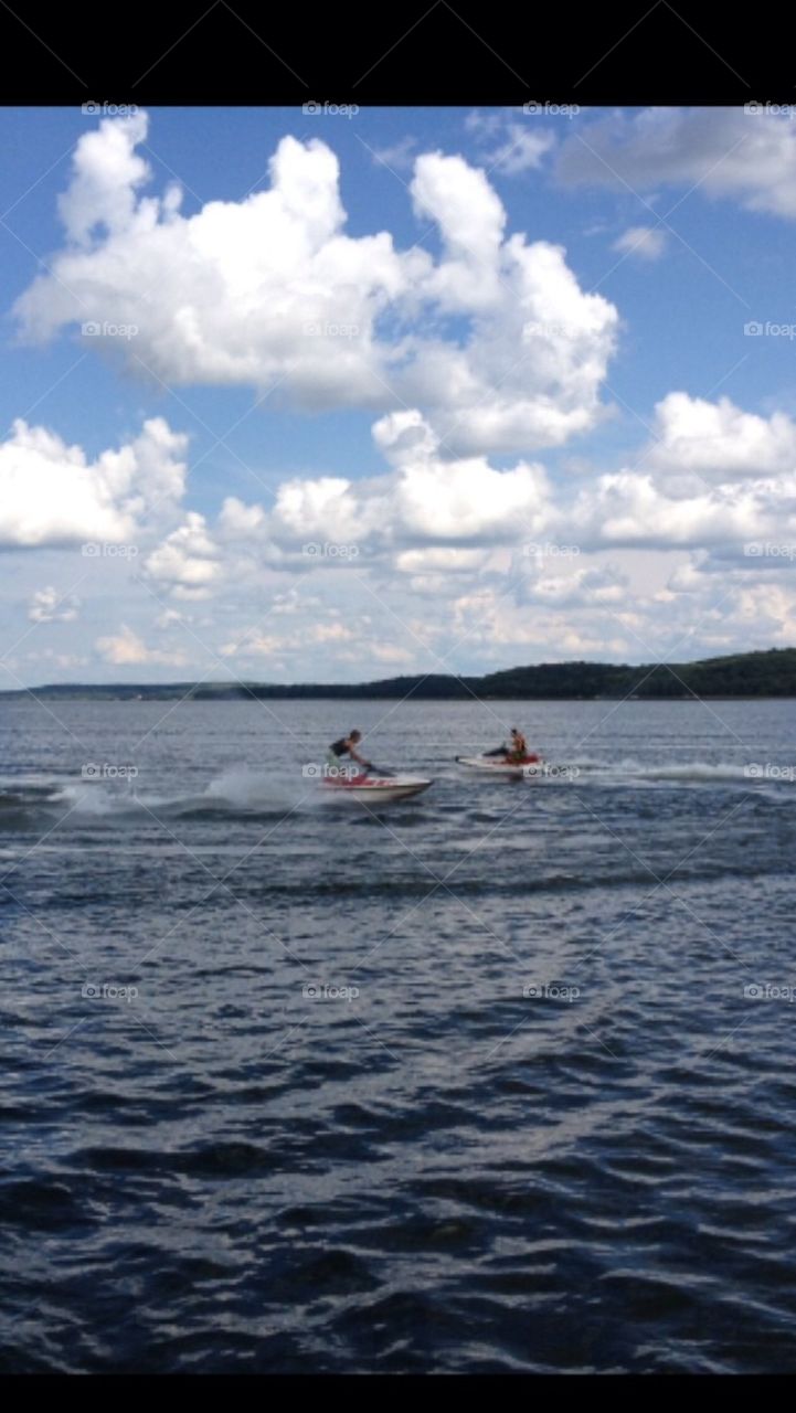 Jet skis on the lake