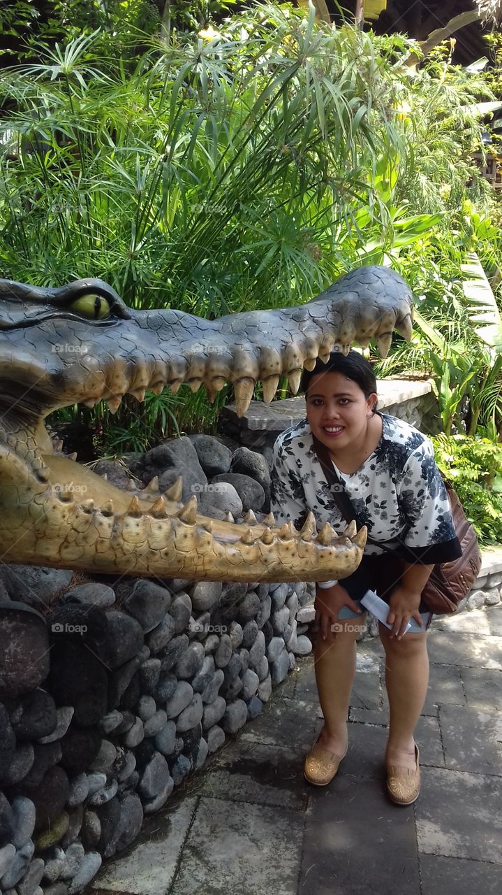 woman in aligator