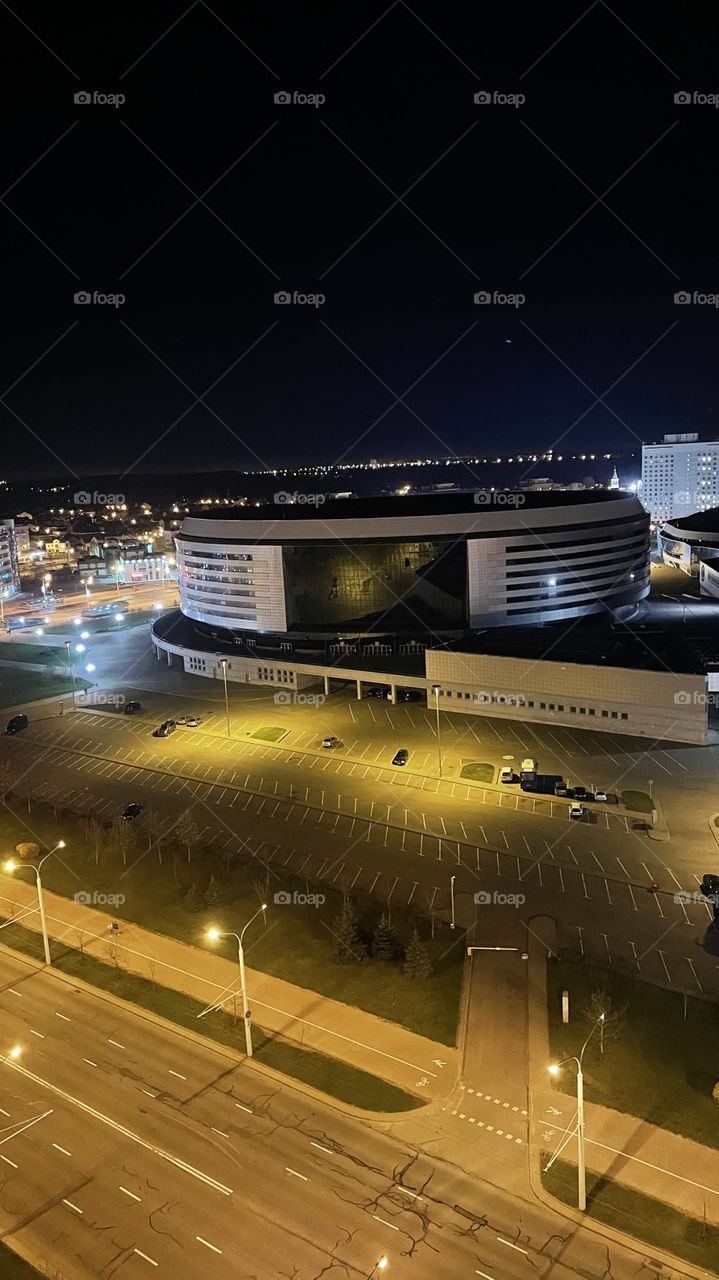 Night, city, building, light, sky 