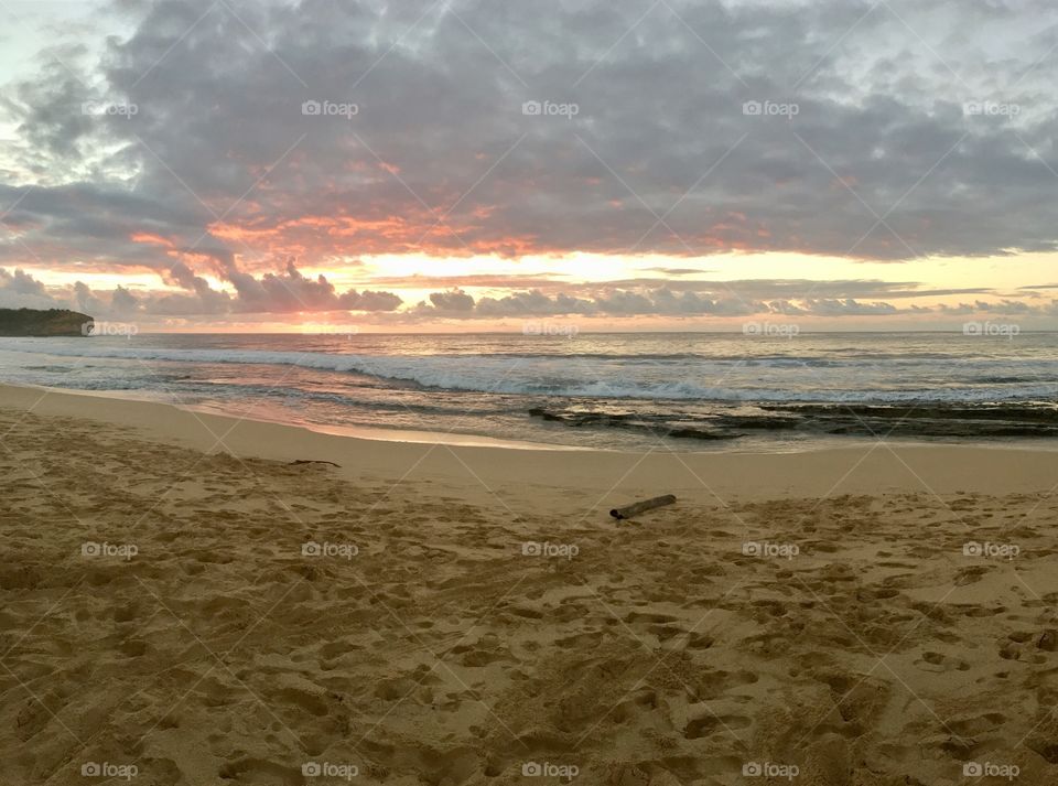 Sunrise on Poipu Beach In Kauai, Hawaii