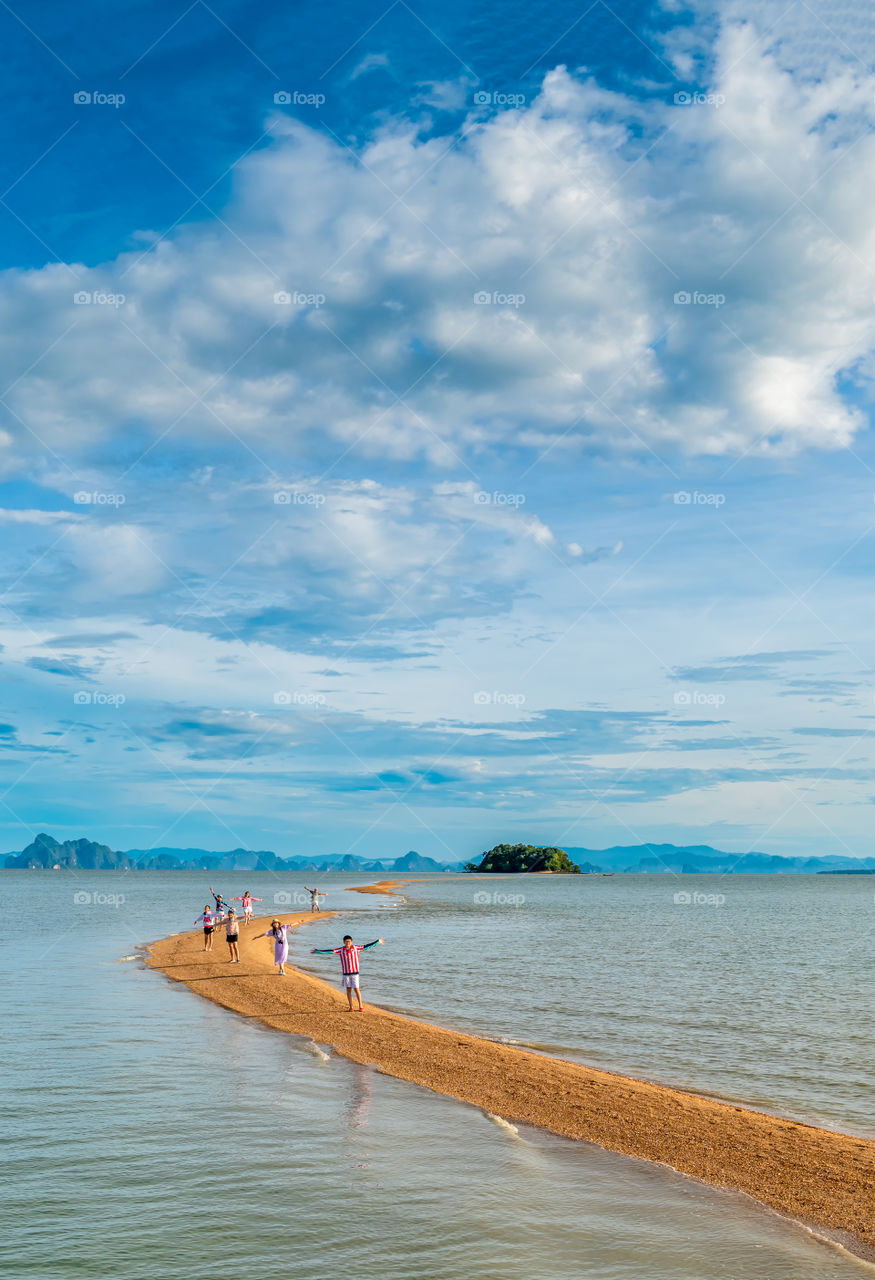 Beautiful unseen scene of long pier in sea at Thailand