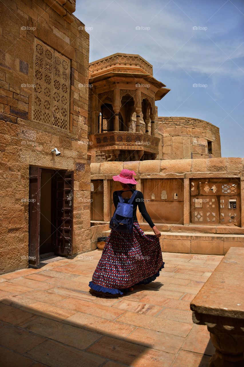 one portion of the Jaisalmer fort from outside. Rajasthan, India