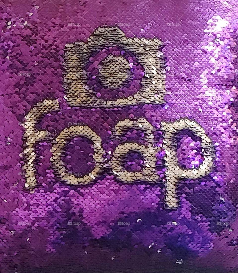 Doodle on a foap purple sequin pillow .foap fun