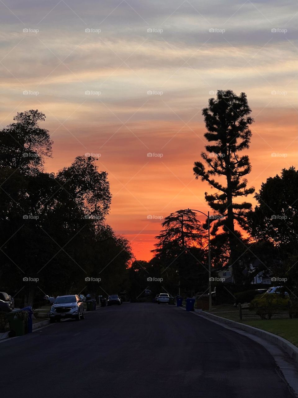 Beautiful sunset on Kinzie Street in Los Angeles California