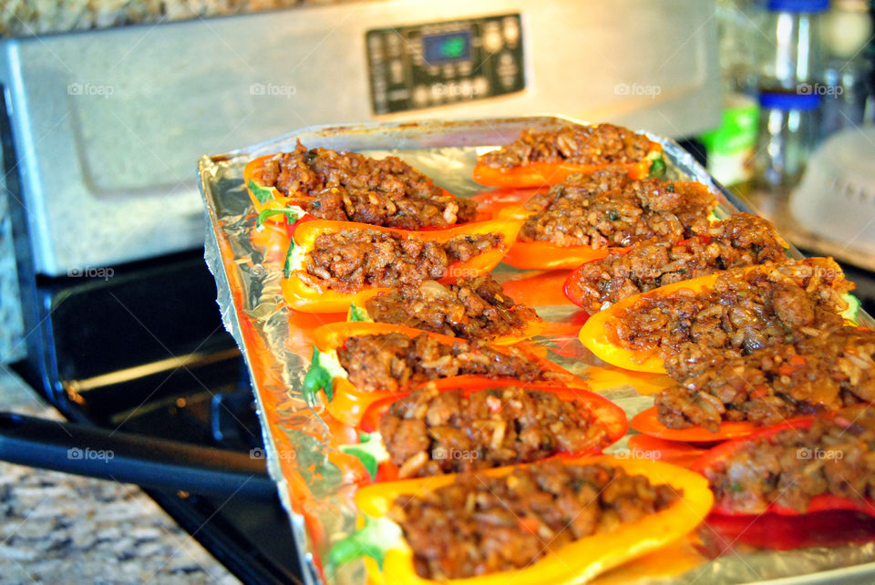Cooking, stuffed mini bell peppers