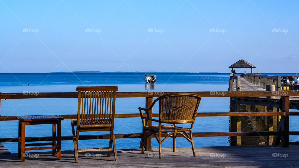 in front of the beach