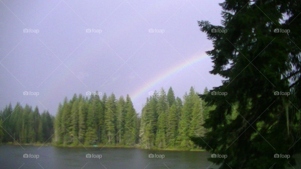 Rainbow. Rainbow over Lake Christine