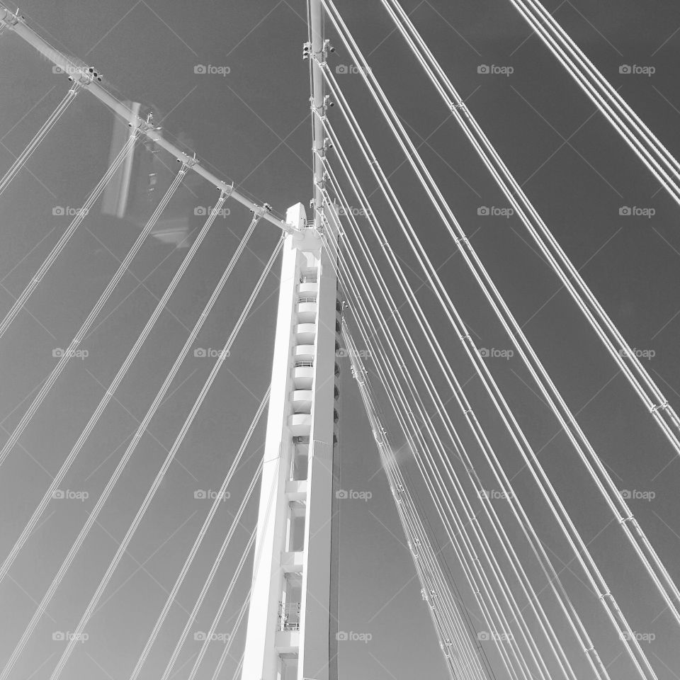San Francisco bay bridge black and white
