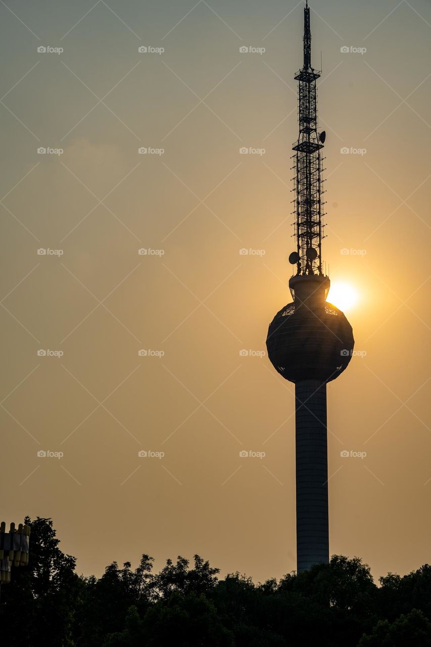 Sunset behind the tower