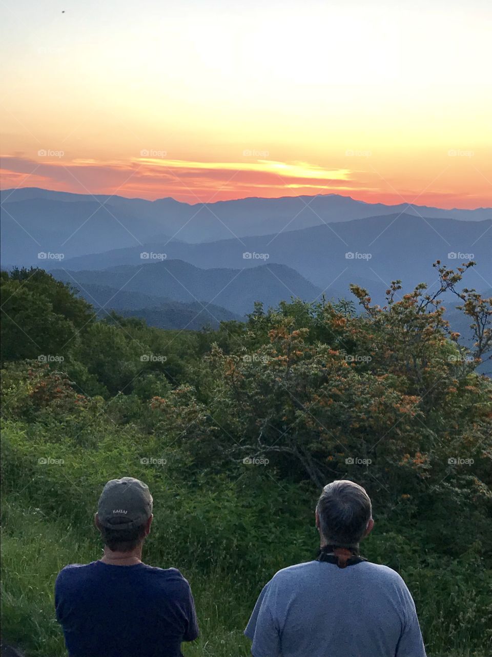 Watching the mountain sunset after driving up the parkway. 