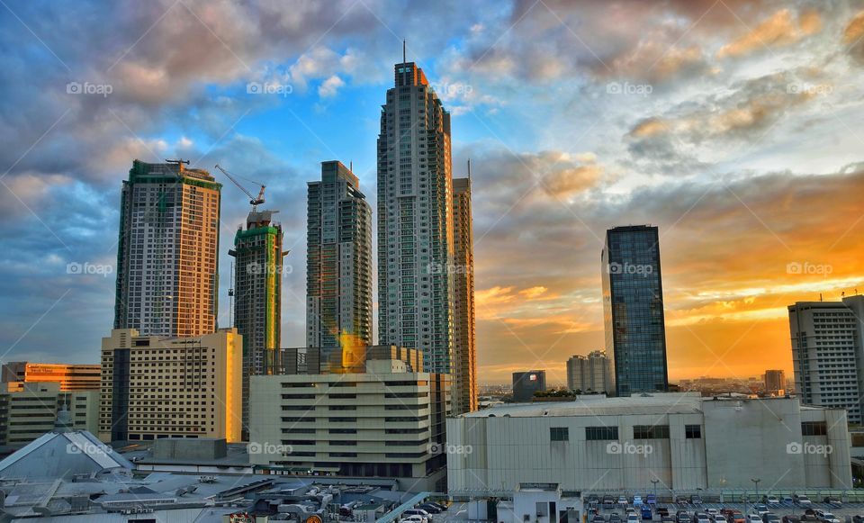 Manila city skyline during sunset - Philippines