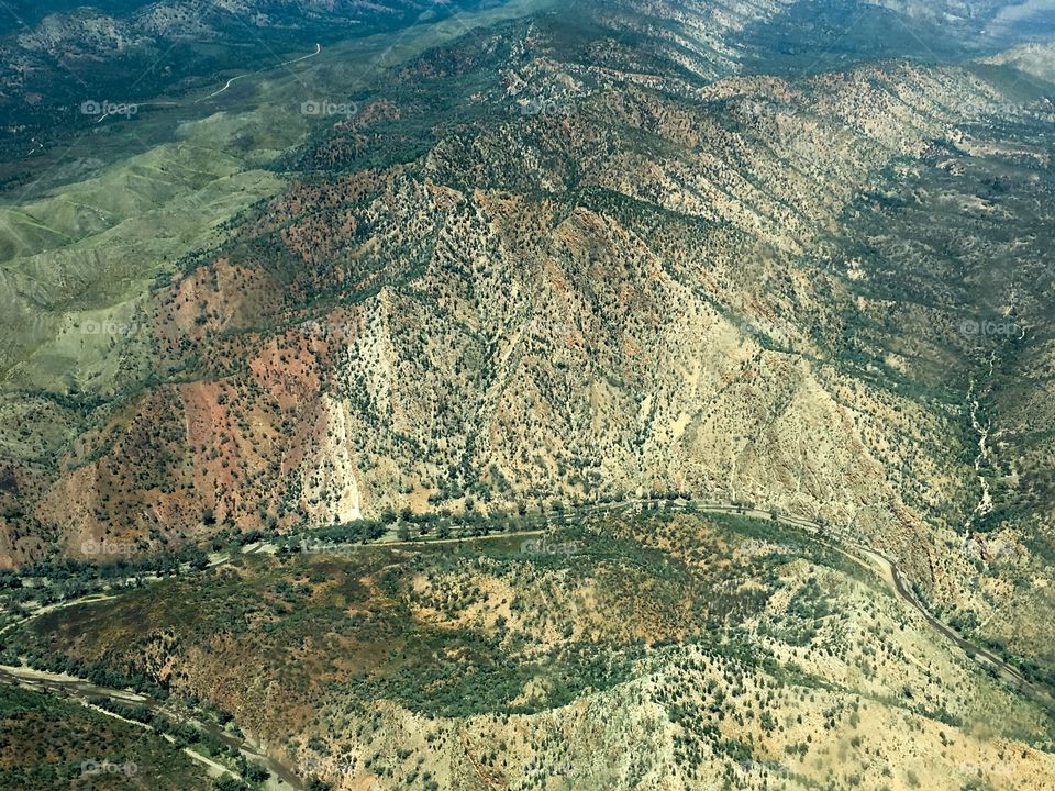 View from a light aircraft aerial view wilpena pound area of the Flinders Ranges south Australia 