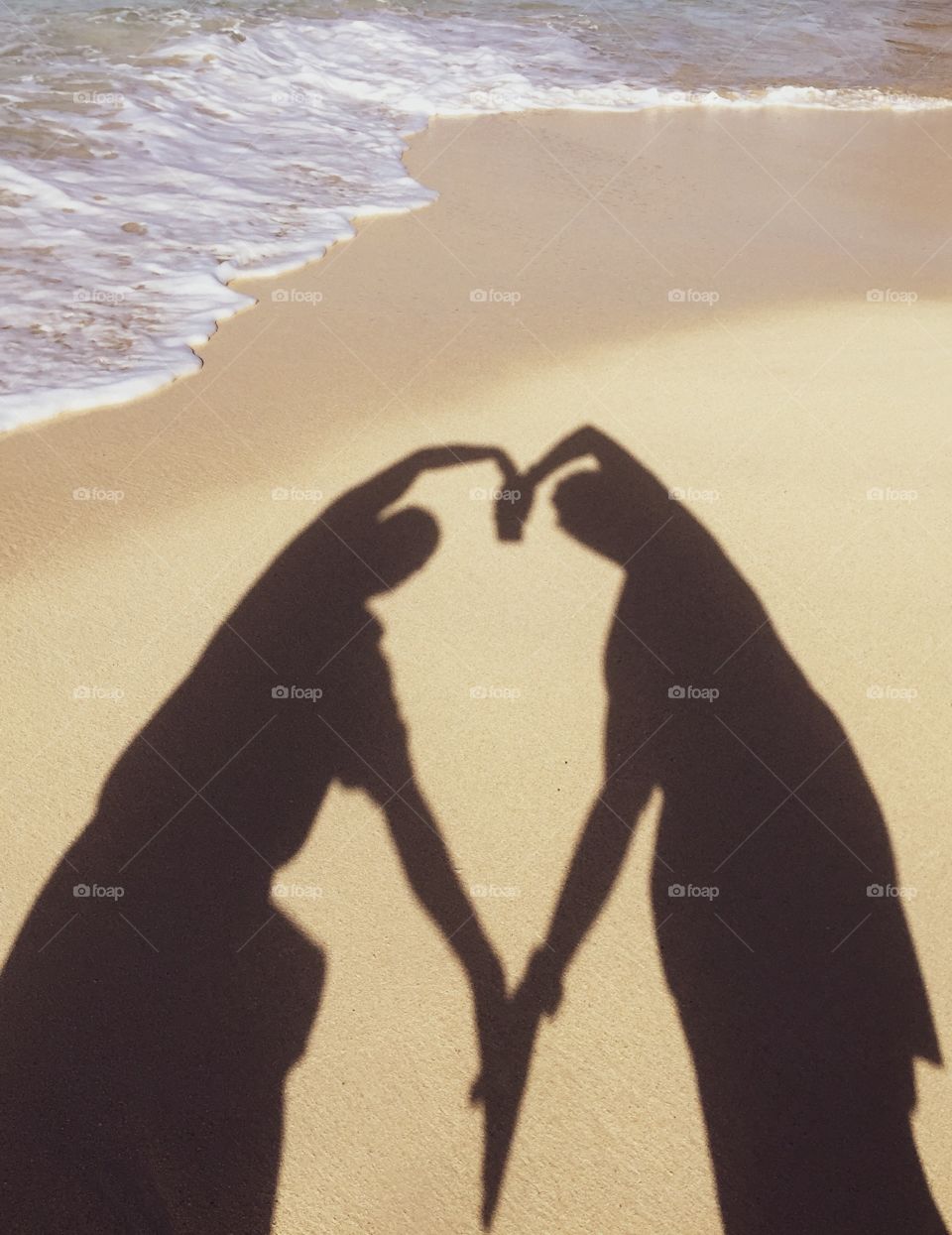 Shadow Of A Couple Making A Heart On The Beach Holding Hands, Creative Beach Photography, Island Beach Photo 