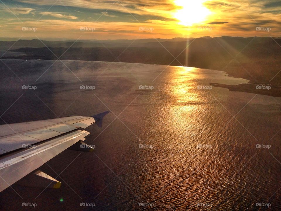 Sunset from a plane at nice france