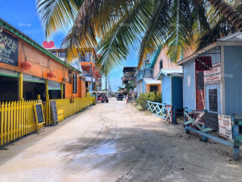 Island street view in Central America 