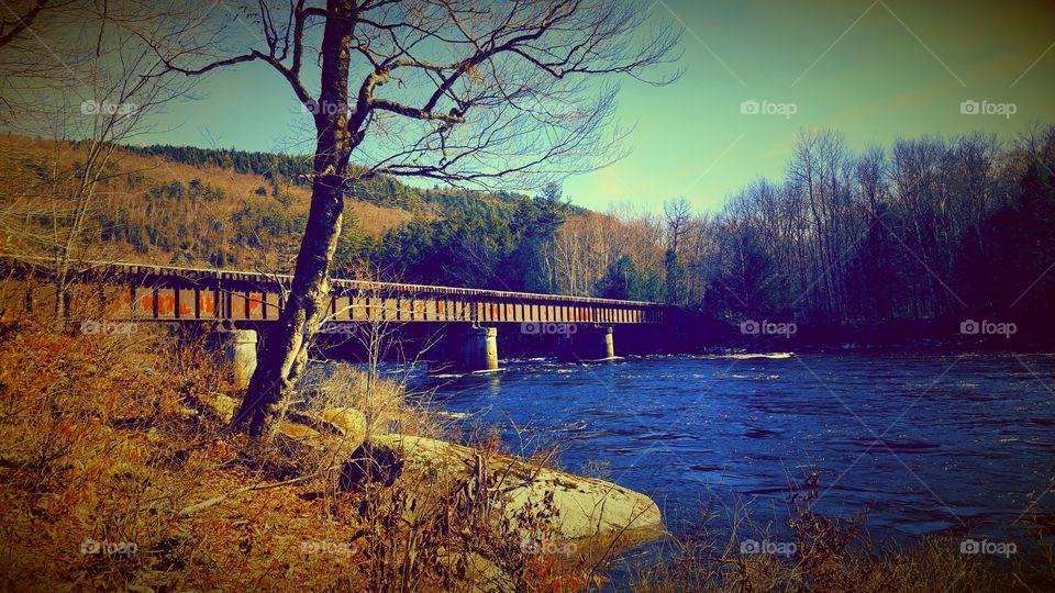 trestle rise above Hudson River