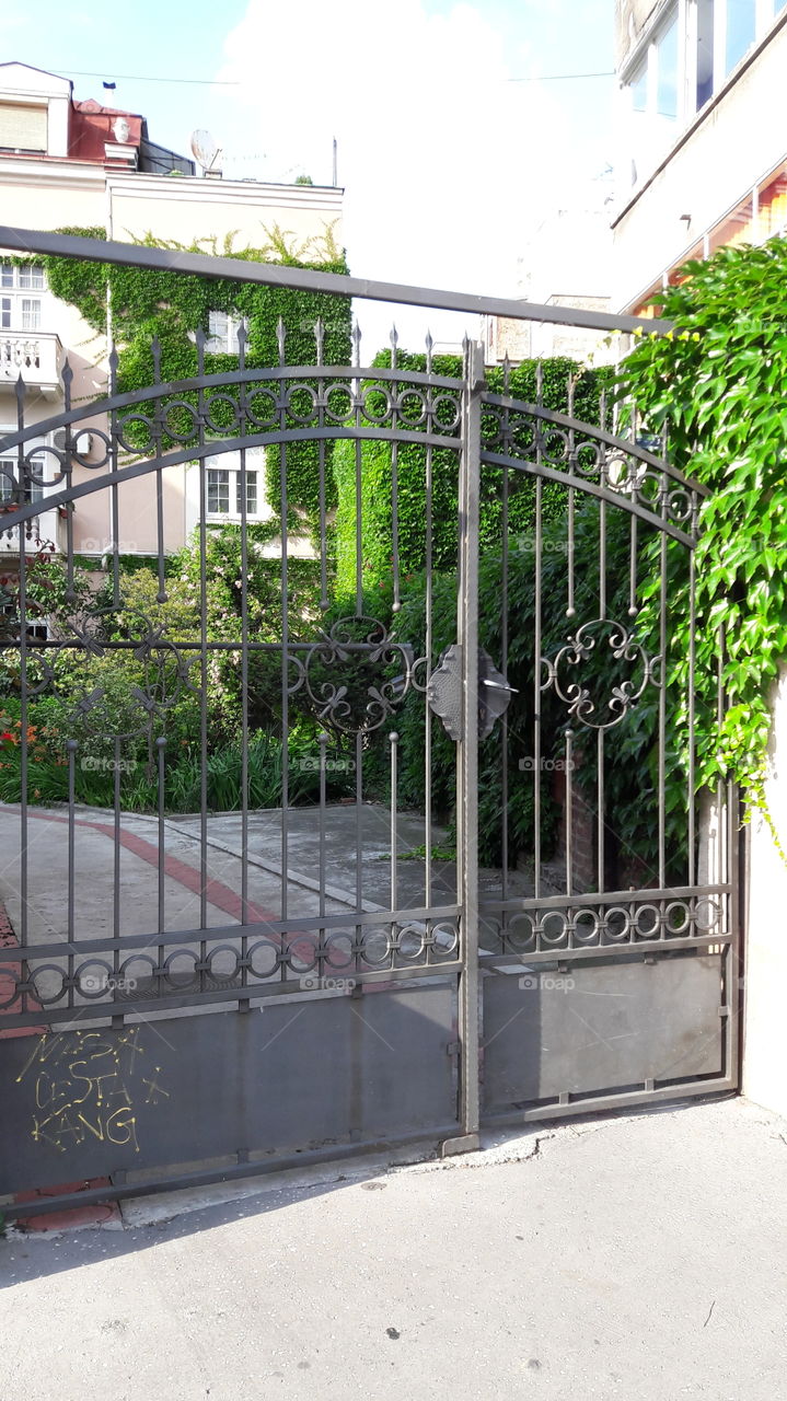 city garden and gate