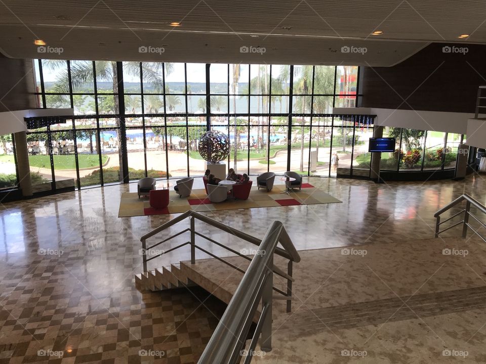 Lobby of the Royal Tulip Brasilia Alvorada, on the banks of Lake Paranoá in Brasilia - Distrito Federal.