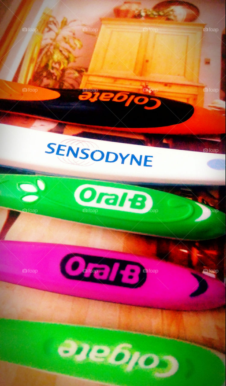 Fusion of multicolored Toothbrush brands.