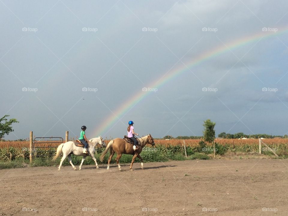 Double rainbow horseback 