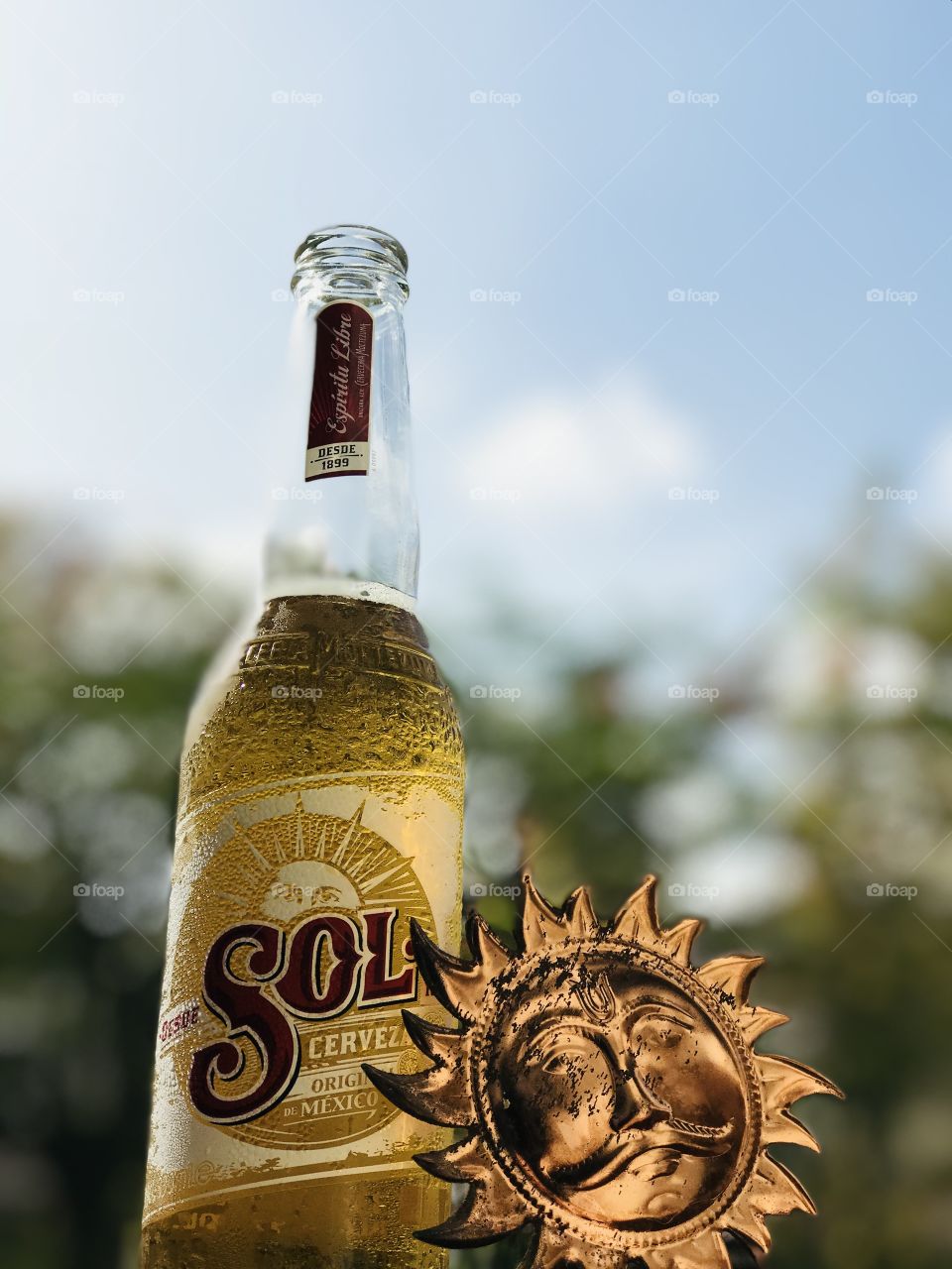 Sol beer with symbol of sun