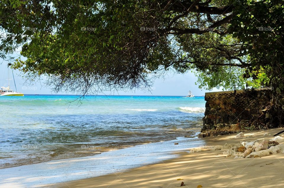 Beautiful hidden beach in the Caribbean 