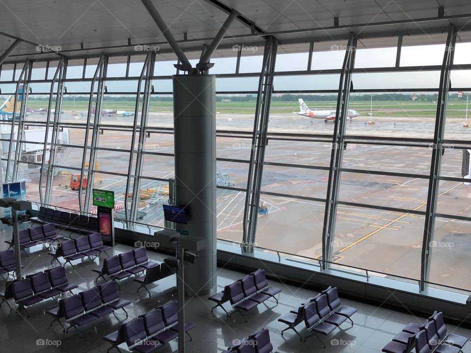 TSN International Airport is empty. Affected by the Covid-19 pandemic. 07/2020