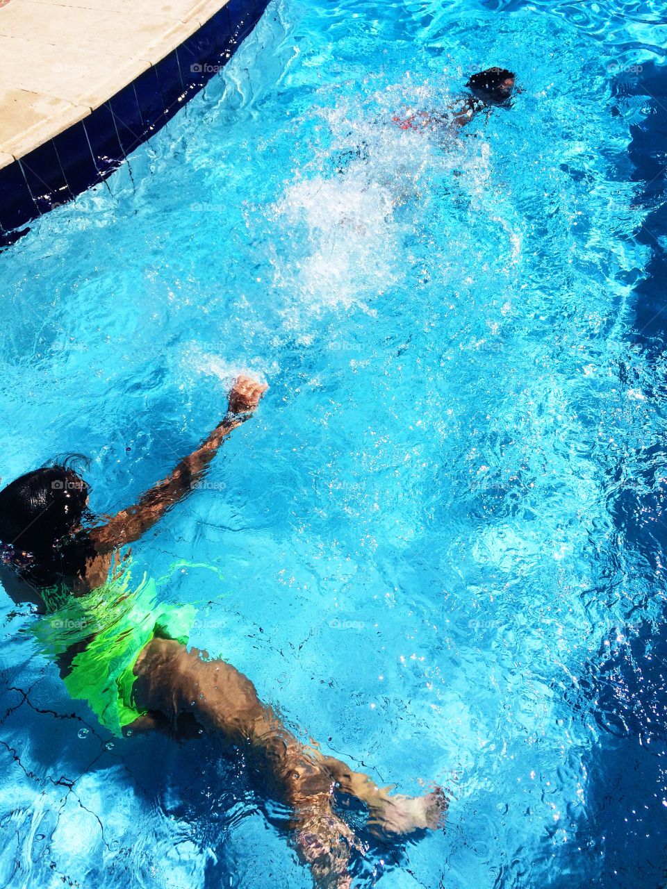 Girl swimming underwater