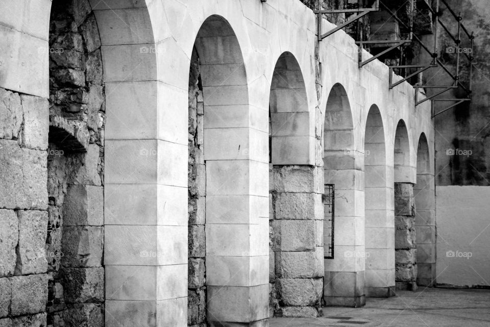 Granite columns in B&W