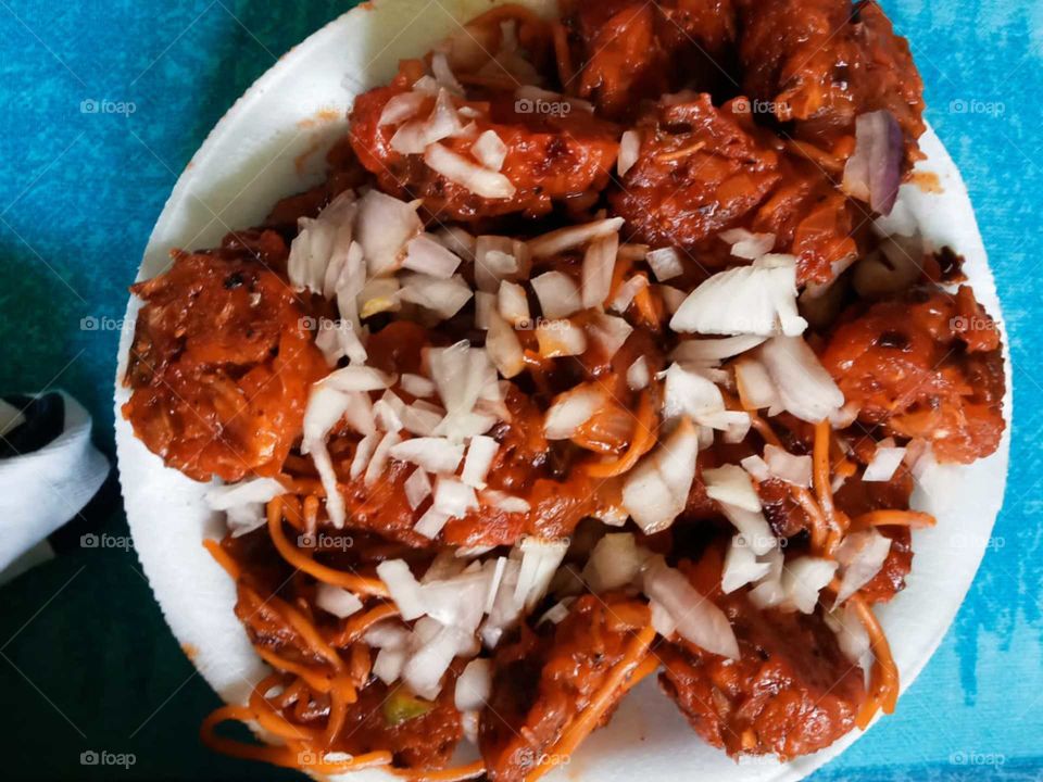 Delicious street food enjoying at home.