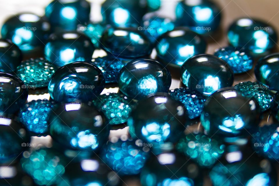 Extreme close-up of blue gemstones