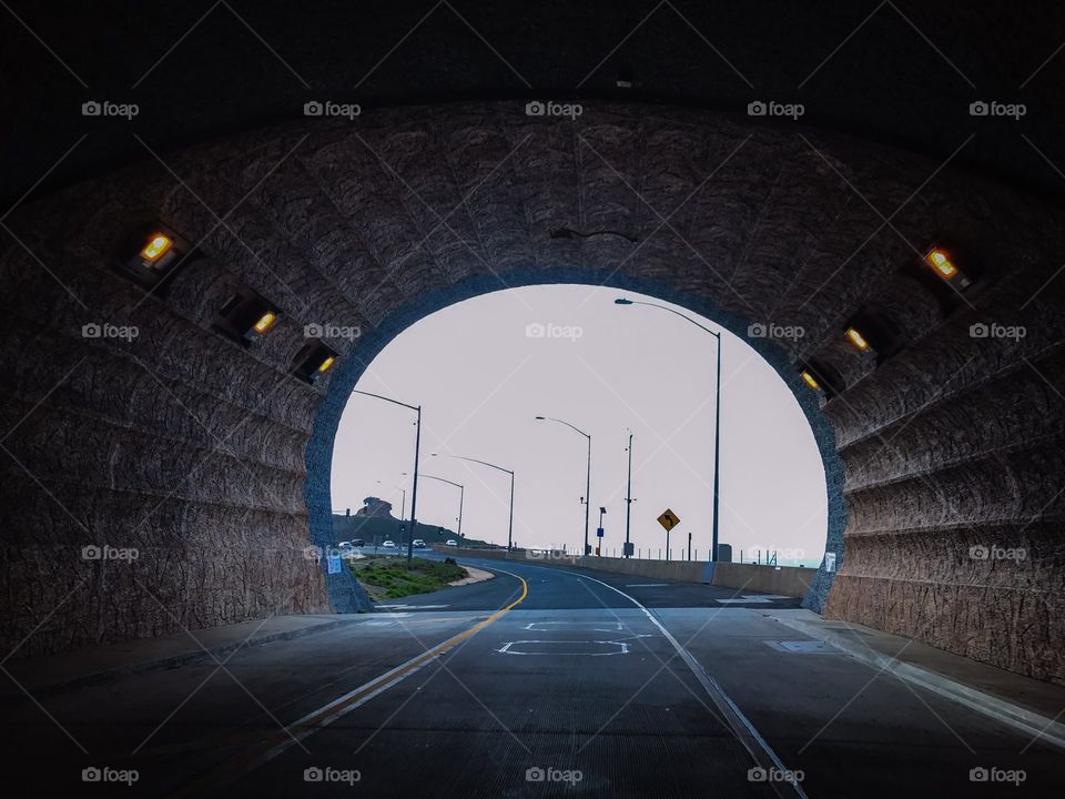 Going through the tunnel on highway 5, California Coast