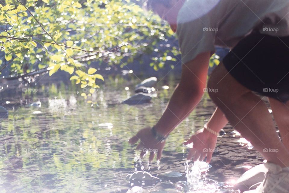 Refreshing splash in the river