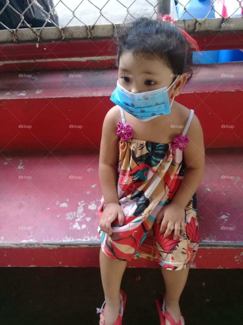 This is when we have to go to the health center. Because ofCovid 19 spreading I have to put her on mask too. Good this is she gets used to it already. I guess kids can also adapt to this new normal.
