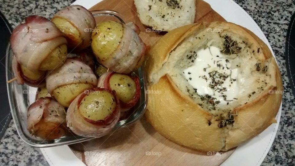 Potatoes, bacon, bread and cheese. What else?