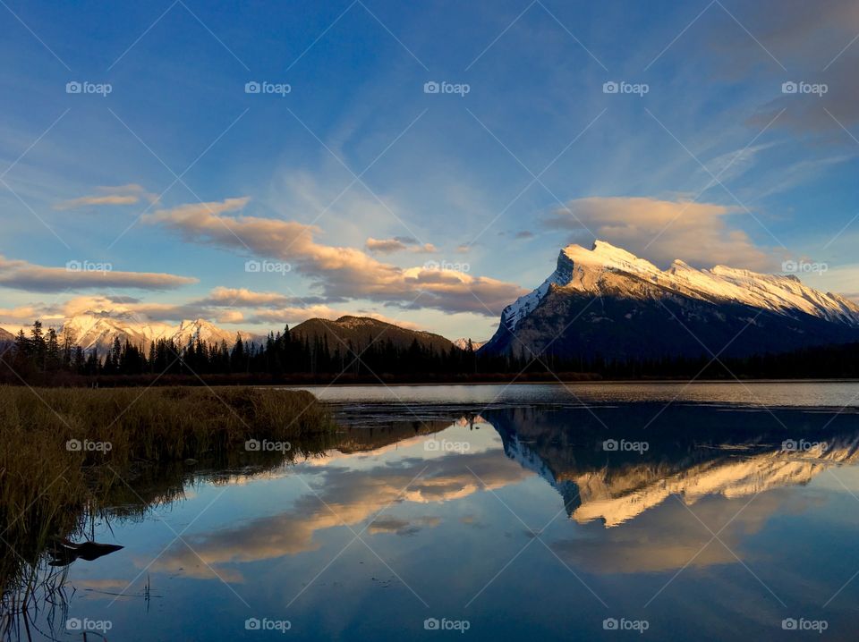Sunset at Rundle Mountain