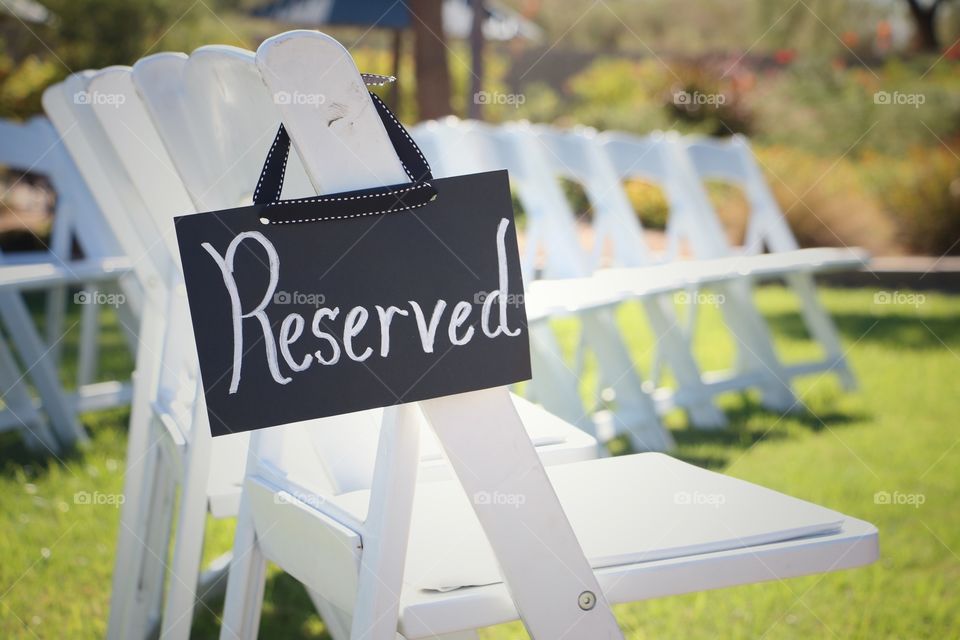 Reserved seating at a wedding